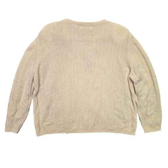 Alfred Dunner Grandmacore Cottage Cozy XL Cream Cable Knit Floral Embroidered Sw - Picture 2 of 9